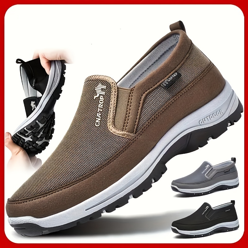 plus size mens trendy woven knit breathable slip on loafer shoes comfy non slip durable sneakers for mens outdoor activities details 1