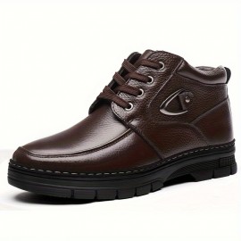 Men's Leather Thermal Winter Shoes Boots Lace-ups, Casual Walking Shoes