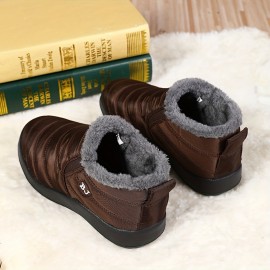 Men's Snow Boots, Warm Fleece Cozy Non-slip Ankle Boots Plush Comfy Outdoor Hiking Shoes Lined Trekking Shoes, Winter