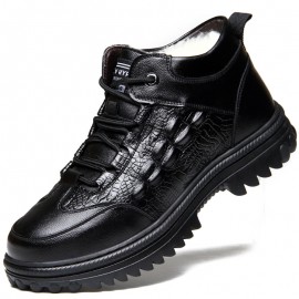 Men's Snow Boots, Warm Fleece Cozy Non-slip Lace-up Ankle Boots Plush Comfy Outdoor Hiking Shoes Fur Lined Trekking Shoes, Winter