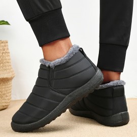 Men's Casual Snow Boots, Anti-skid Windproof Slip On Ankle Boots With Lined Fuzz For Outdoor, Autumn And Winter