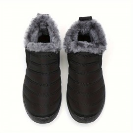 Men's Casual Snow Boots, Anti-skid Windproof Slip On Ankle Boots With Lined Fuzz For Outdoor, Autumn And Winter