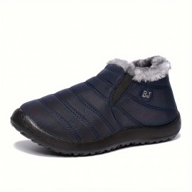 Men's Snow Boots, Winter Thermal Shoes, Windproof Hiking Boots With Fuzzy Lining