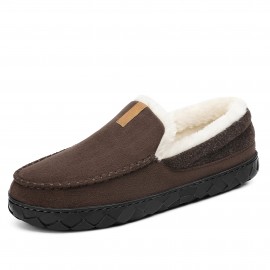 Men's Solid Warm Cozy Slides, Comfortable Fuzzy Soft Slippers, Plush Comfy Non-slip Home Shoes For Indoor Outdoor Bedroom, Winter