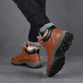 Men's Snow Boots Winter Outdoor Hiking Shoes Non-Slip Wear-resistant Shoes With Fuzzy Lining