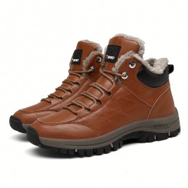 Men's Snow Boots Winter Outdoor Hiking Shoes Non-Slip Wear-resistant Shoes With Fuzzy Lining