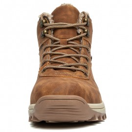 Men's Insulated Snow Boots, Winter Thermal Shoes, Windproof Outdoor Hiking Trekking Boots With Fuzzy Lining