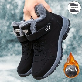 Men's Casual Snow Boots, Anti-skid Windproof Lace-up Ankle Boots With Fuzzy Lining For Outdoor Walking Running Hiking, Autumn And Winter