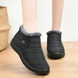 Men's Casual Snow Boots, Anti-skid Windproof Slip On Ankle Boots With Fuzzy Lining For Outdoor, Autumn And Winter