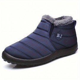 Men's Casual Snow Boots, Anti-skid Windproof Slip On Ankle Boots With Fuzzy Lining For Outdoor, Autumn And Winter