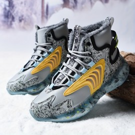 Men's New Snow Boots, Warm Fleece Cozy Non-slip Ankle Boots Plush Comfy Outdoor Shoes Walking Sneakers, Winter