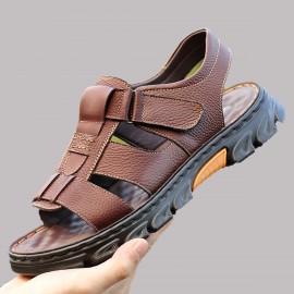 Men's Trendy Sandals With Adjustable Hook & Loop Fastener, Casual Outdoor Walking Shoes With Assorted Colors