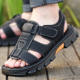 Men's Trendy Sandals With Adjustable Hook & Loop Fastener, Casual Outdoor Walking Shoes With Assorted Colors
