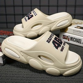 Men's Cloud Slides Pillow Slippers, Comfortable Lightweight Open-toe Shoes For Indoor Outdoor Shower Bathroom, Spring And Summer