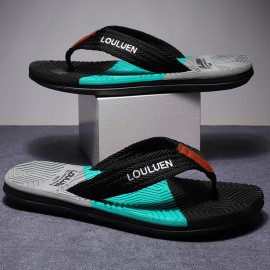Men's Trendy New Color Block Flip Flops Quick Drying Slides Slippers For Indoor Outdoor Shower Beach Pool
