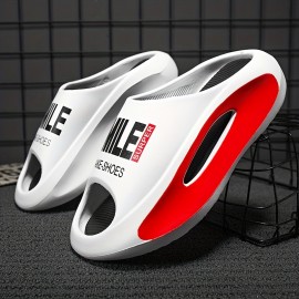 Men's Trendy Platform Slides, Comfortable Non Slip Cloud Slippers For Indoor Outdoor Bathroom Beach