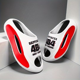 Men's Trendy Platform Slides, Comfortable Non Slip Cloud Slippers For Indoor Outdoor Bathroom Beach