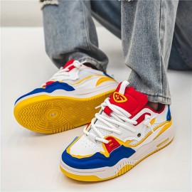 Men's Cute Chunky Skate Shoes With Good Grip, Breathable Lace-up Sneakers, Men's Footwear