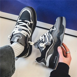 Men's Cute Chunky Skate Shoes With Good Grip, Breathable Lace-up Sneakers, Men's Footwear