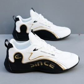 Men's Knit Breathable Running Shoes, Comfy Non Slip Lace Up Shock Absorption Sneakers For Men's Outdoor Activities