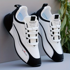 Men's Knit Breathable Running Shoes, Comfy Non Slip Lace Up Shock Absorption Sneakers For Men's Outdoor Activities