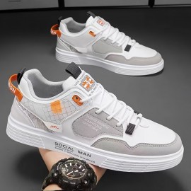 Men's Trendy Lace Up Skate Shoes, Comfy Non Slip Casual Sneakers For Men's Outdoor Activities