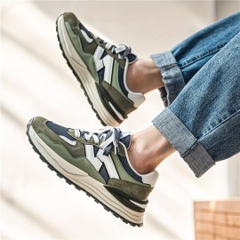 Men's Vintage Chunky Shoes, Comfy Non Slip Casual Soft Sole Lace Up Sneakers For Men's Outdoor Activities
