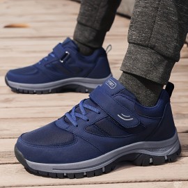 Men's Knit Breathable Casual Shoes With Hook And Loop Fastener, Comfy Soft Sole Sneakers For Outdoor Jogging, Spring And Summer
