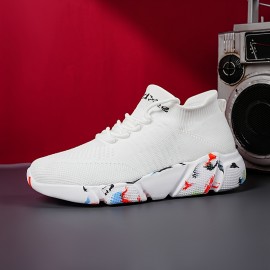 Men's Slip-on Sneakers With Shoelaces - Odor-resistant Athletic Shoes - Shock Absorbing And Breathable