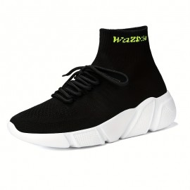 Men's Slip-on Sneakers With Shoelaces - Odor-resistant High Top Athletic Shoes - Lightweight And Breathable