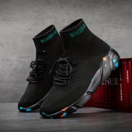 Men's Slip-on Sneakers With Shoelaces - Odor-resistant High Top Athletic Shoes - Lightweight And Breathable