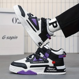 Men's Trendy High Top Skate Shoes, Comfy Non Slip Casual Lace Up Sneakers For Men's Outdoor Activities