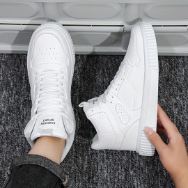 Men's Skate Shoes With Good Grip, PU Leather Lace-up Sneakers, Men's Footwear