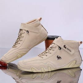 Men's PLUS SIZE Casual Ankle Boots, Breathable Slip-resistant Lace-up Walking Shoes For Outdoor, Spring Autumn And Winter