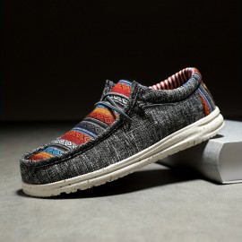 Men's Loafer Shoes With Decorative Shoelaces, Comfy Non-slip Slip On Breathable Shoes, Spring And Summer