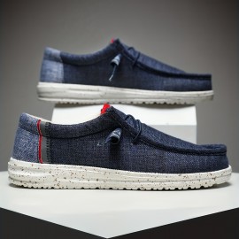 Men's Loafer Shoes With Decorative Shoelaces, Comfy Non-slip Slip On Breathable Shoes, Spring And Summer