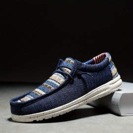 Men's Loafer Shoes With Decorative Shoelaces, Comfy Non-slip Slip On Breathable Shoes, Spring And Summer