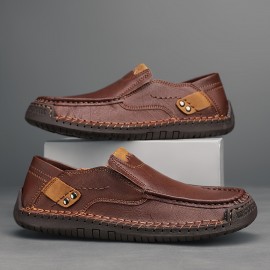 Men's Stitching Casual Loafers, Breathable Lightweight Anti-skid Slip On Shoes For Outdoor Walking Driving, Spring Summer And Autumn