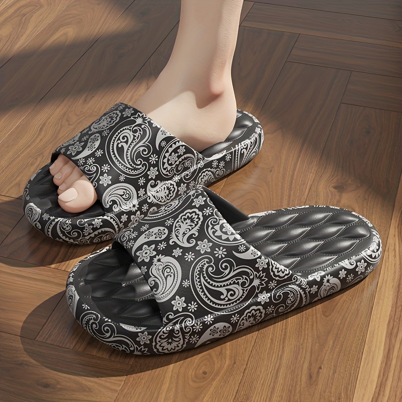 mens graphic pillow slides casual non slip slippers open toe shoes for indoor outdoor beach shower spring and summer details 1