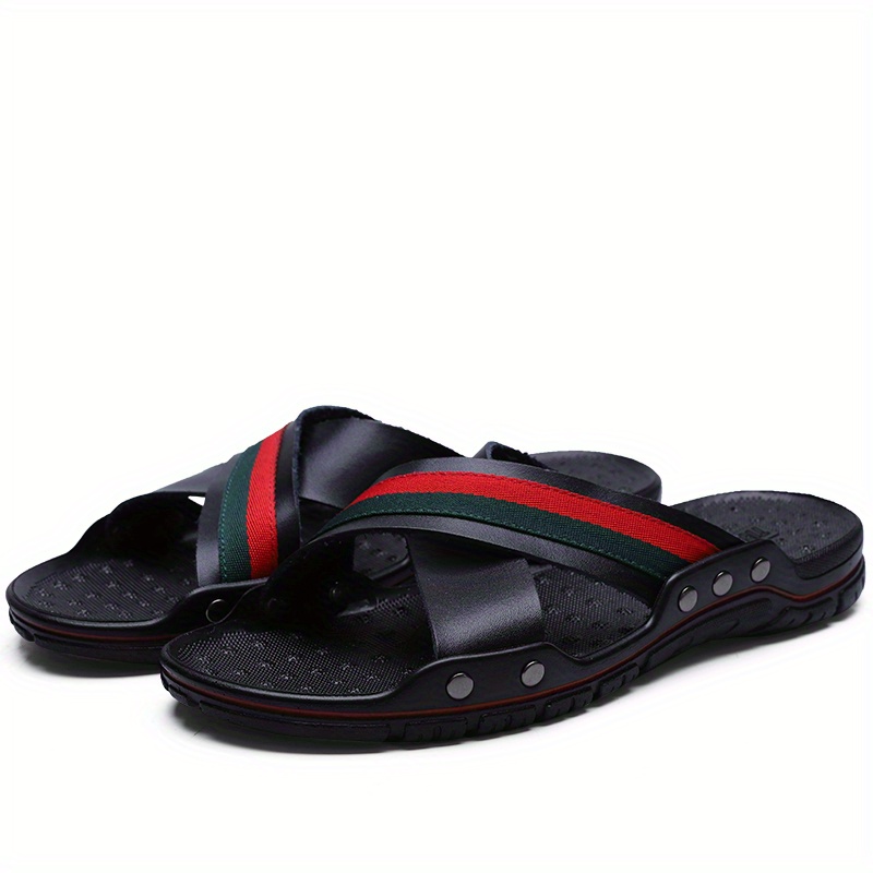 mens casual open back slip on cross strap sandals outdoor anti skid open toe summer slippers details 9