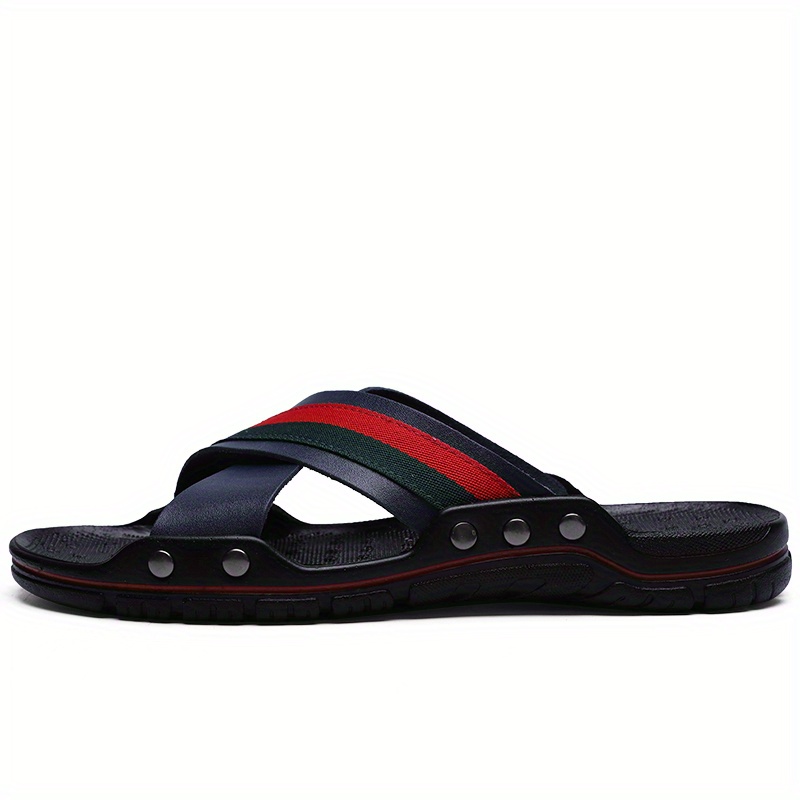 mens casual open back slip on cross strap sandals outdoor anti skid open toe summer slippers details 10